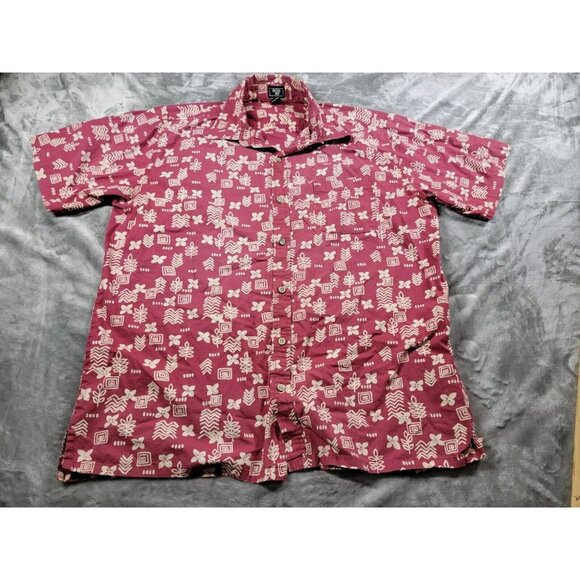 Junction West Mens Button Up Hawaiian Shirt Floral Geometric short sleeve XL - Picture 1 of 6